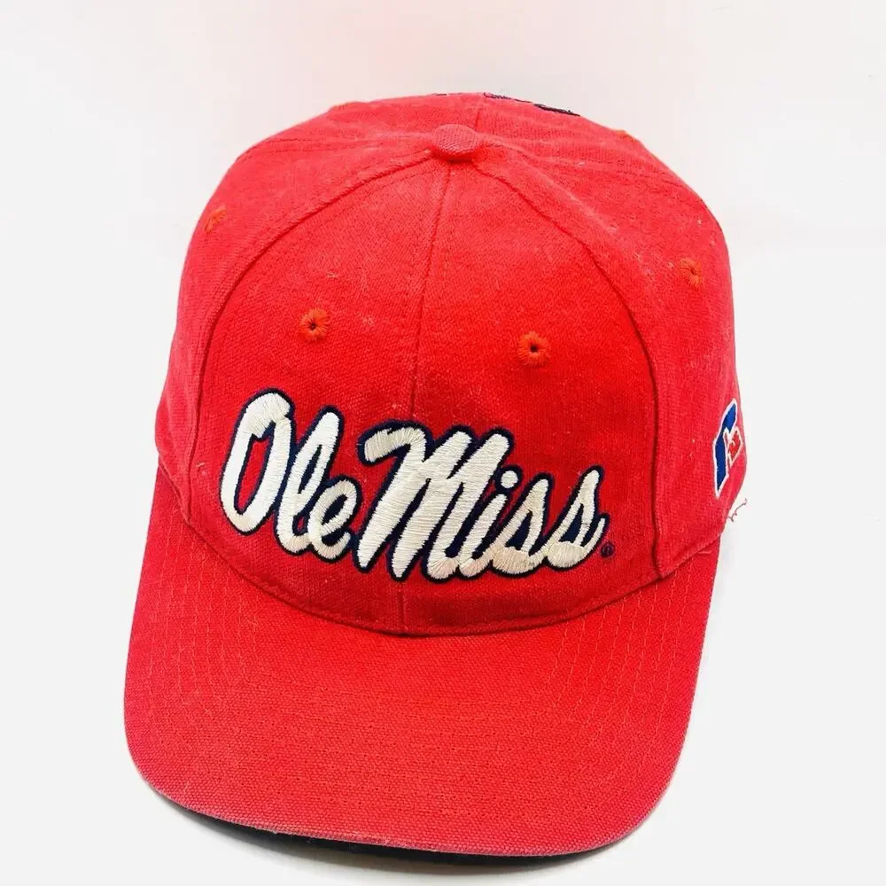 Vintage VTG Ole Miss Mississippi Rebels Russell The Game Cap Hat - Red/Blue - Picture 3 of 9